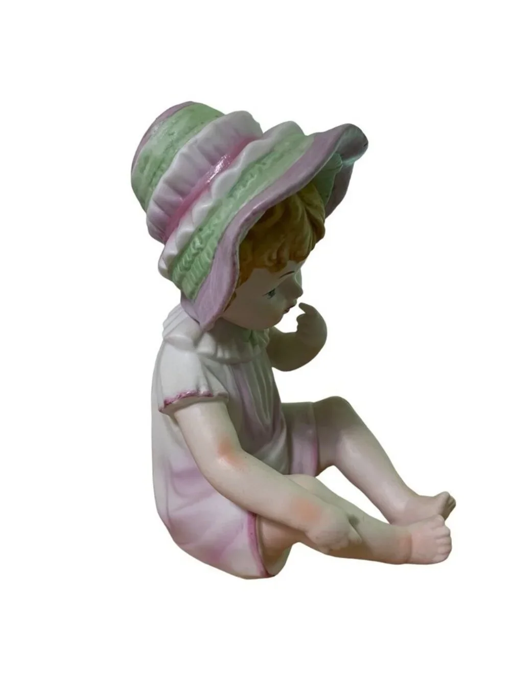 Vintage KPM Porcelain Baby Girl Toddler in Hat Figurine 7